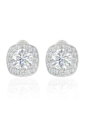 Cushion Cut CZ Halo Stud Earrings by Zaxie | NEW